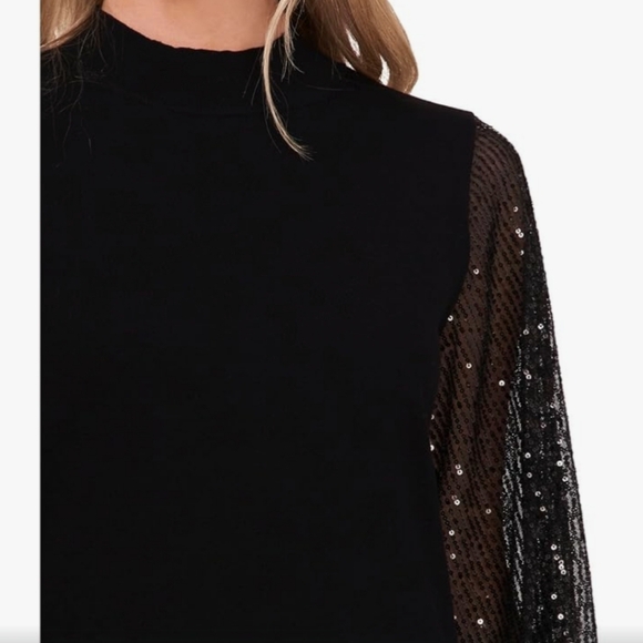 Cece,NWT,Sequin Long Sleeve Mock Neck Sweater,XS - Picture 3 of 11